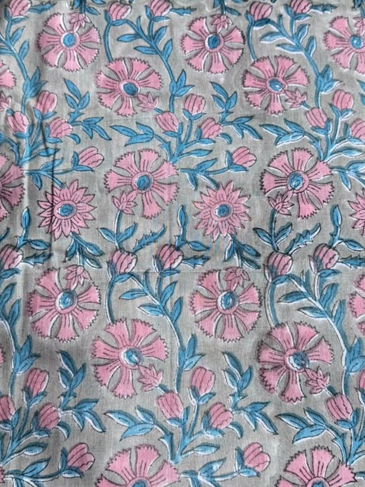 Gulabi Bagh · Pink & Teal Floral Jaal Cotton