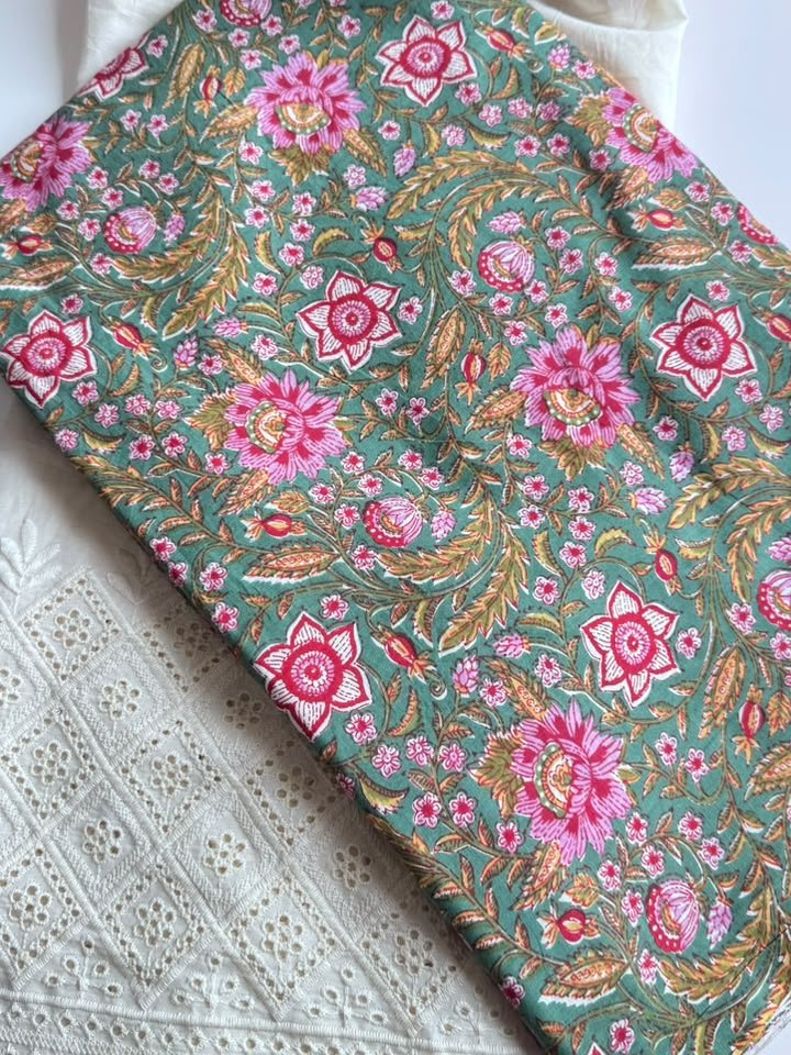 Hariyali · Sage Floral Jaal & Schiffli Suit Set