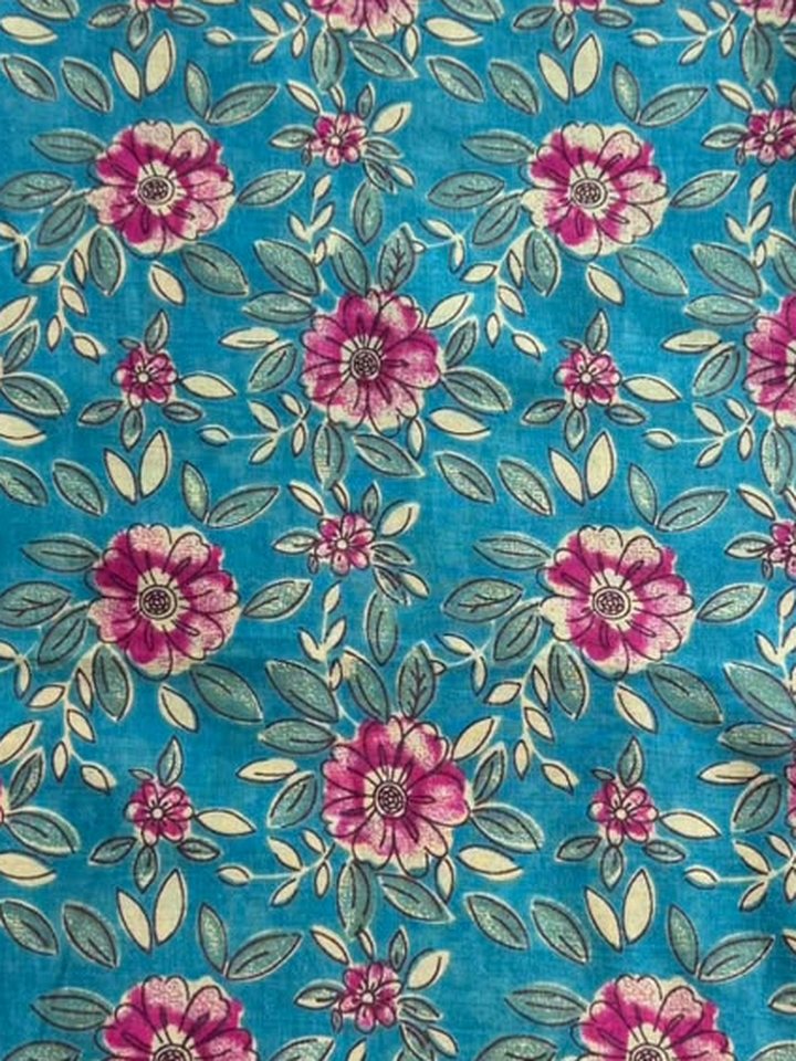 Firozi Gulab · Teal Rose Print Cotton