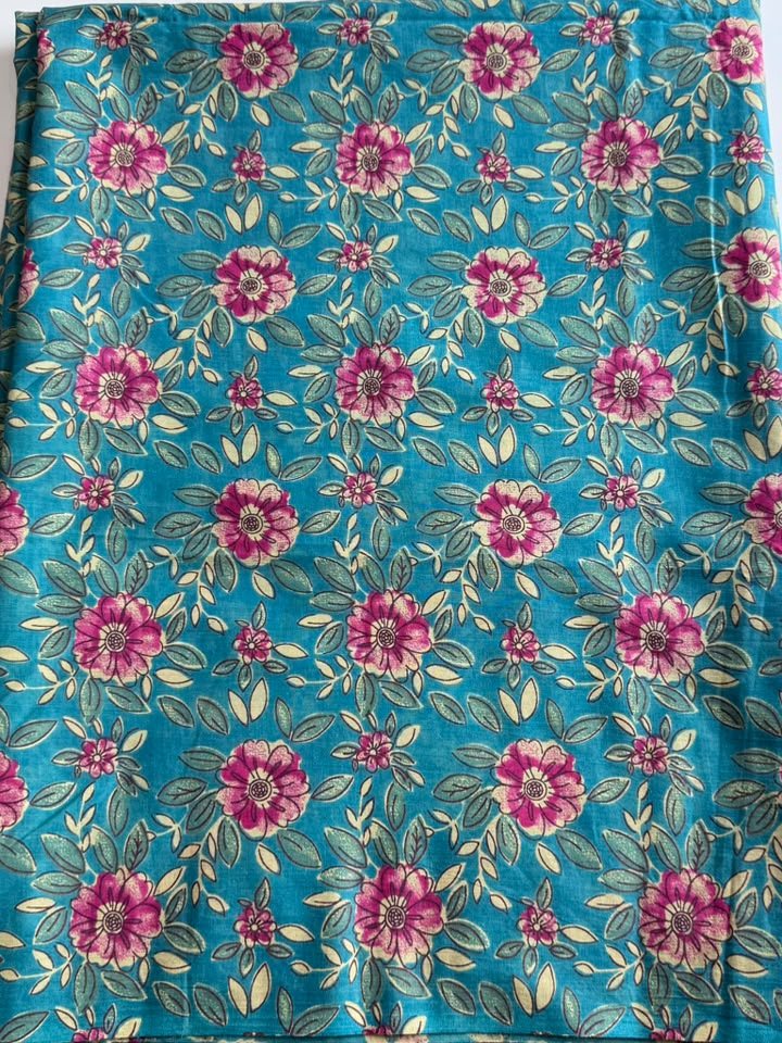 Firozi Gulab · Teal Rose Print Cotton
