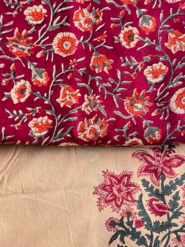 Rang Mahal · Crimson Floral & Peach Buta Suit Set