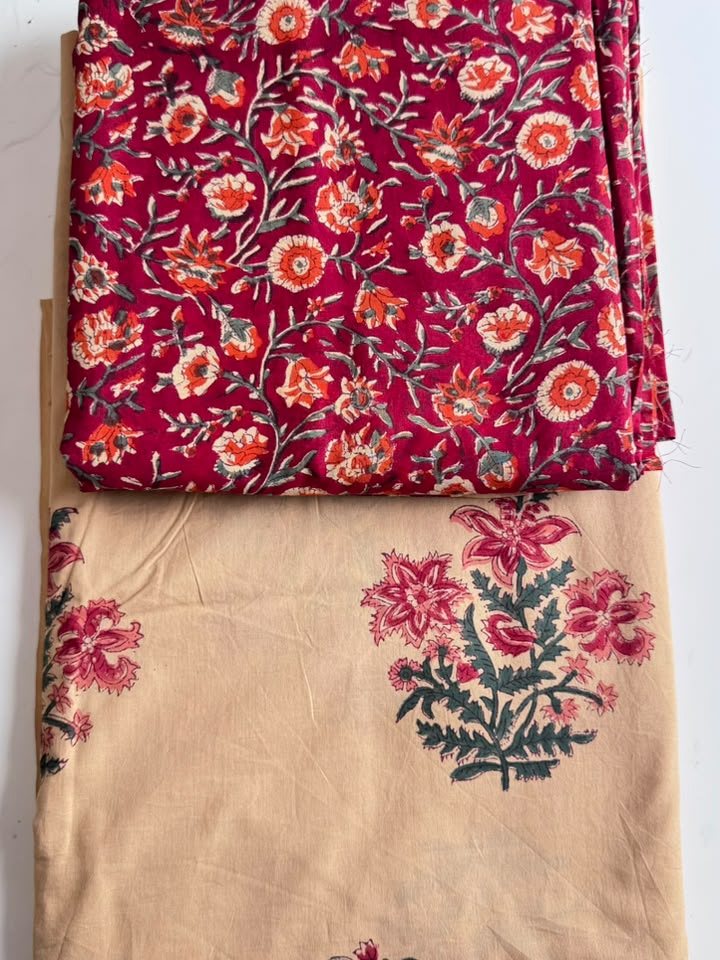 Rang Mahal · Crimson Floral & Peach Buta Suit Set