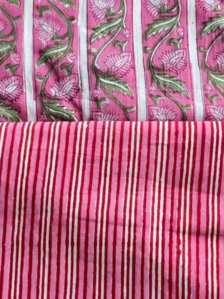 Chandni Chowk · Pink Stripe & Floral Suit Set