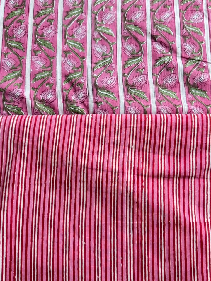 Chandni Chowk · Pink Stripe & Floral Suit Set