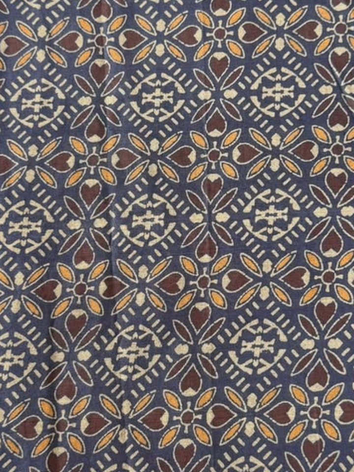 Jharokha · Slate & Gold Geometric Print Cotton