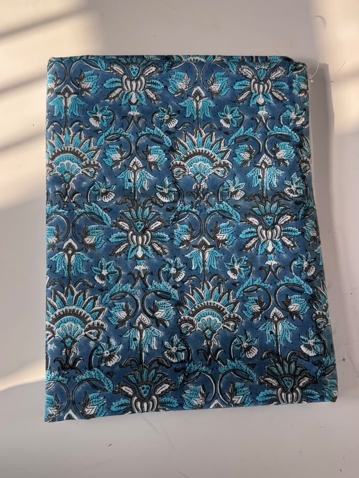Mayur · Peacock Blue Floral Jaal Cotton