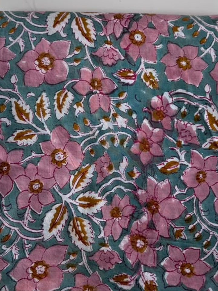 Saanjh · Dusty Teal Blossom Cotton
