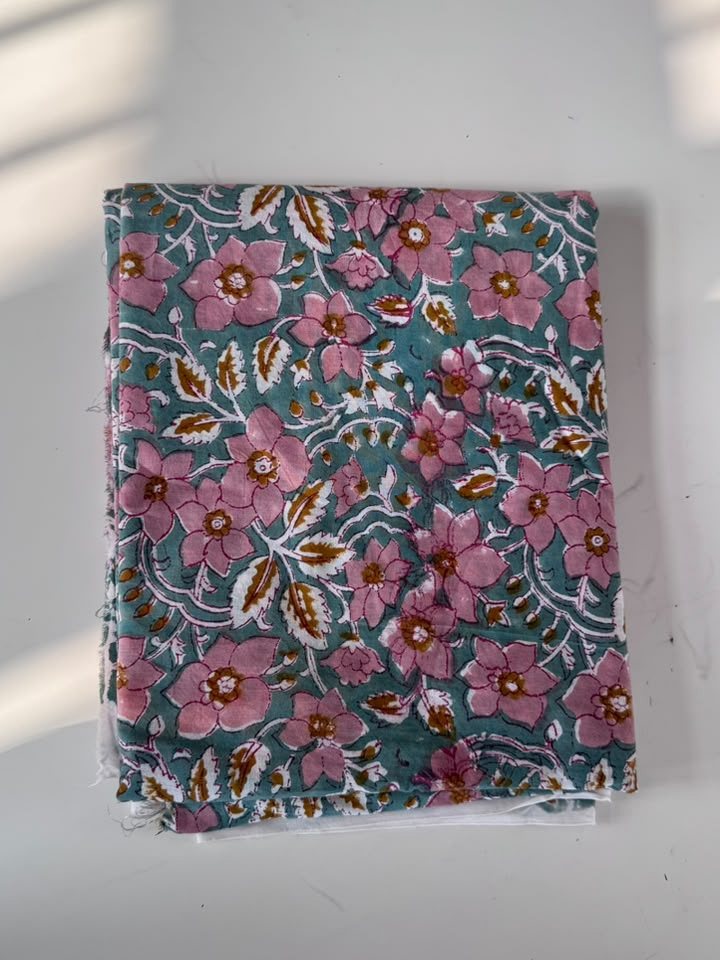 Saanjh · Dusty Teal Blossom Cotton