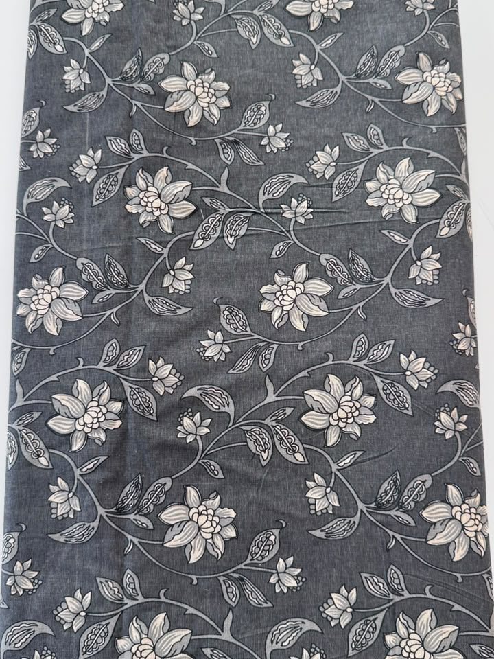 Dhoop Chhaon · Ash Grey Floral Vine Cotton