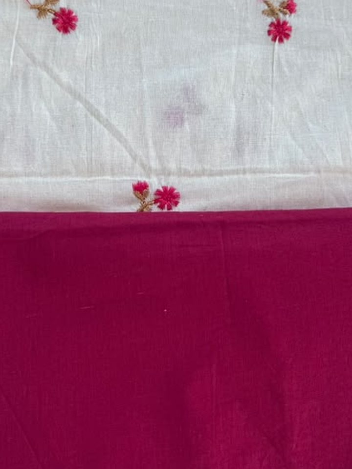 Shagun · Ivory Embroidered & Magenta Suit Set