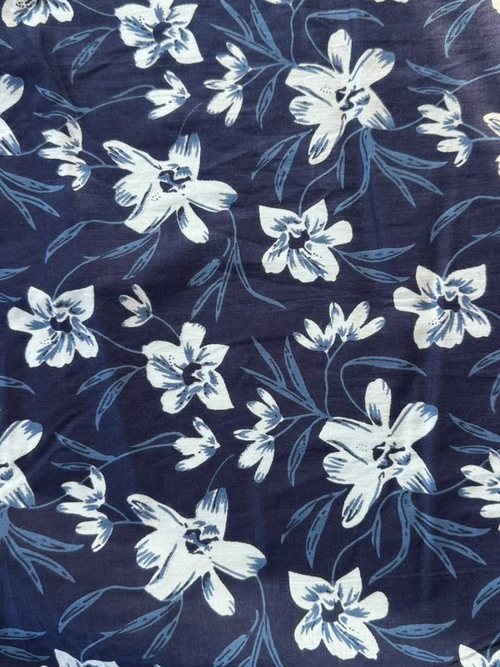Rajnigandha · Navy Lily Print Cotton