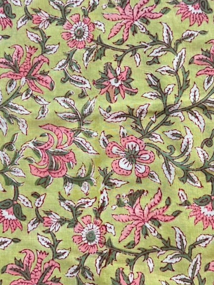 Sawan · Lime Floral Jaal Cotton