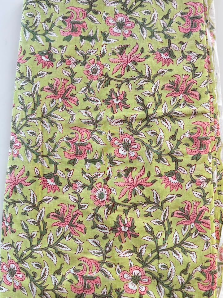 Sawan · Lime Floral Jaal Cotton