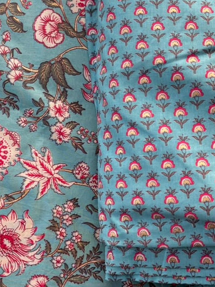 Firoza · Aqua Floral & Buti Suit Set