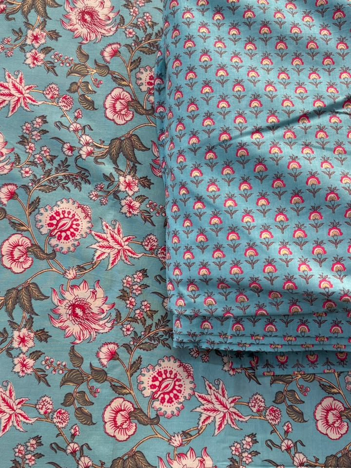 Firoza · Aqua Floral & Buti Suit Set