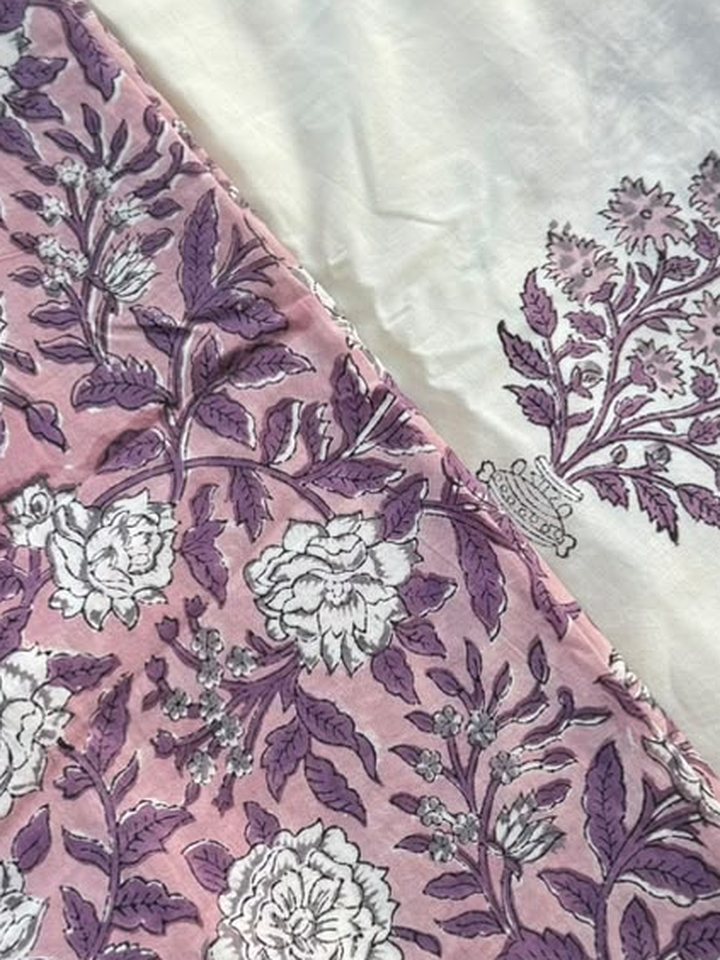 Kasni · Mauve Floral & Ivory Buta Suit Set