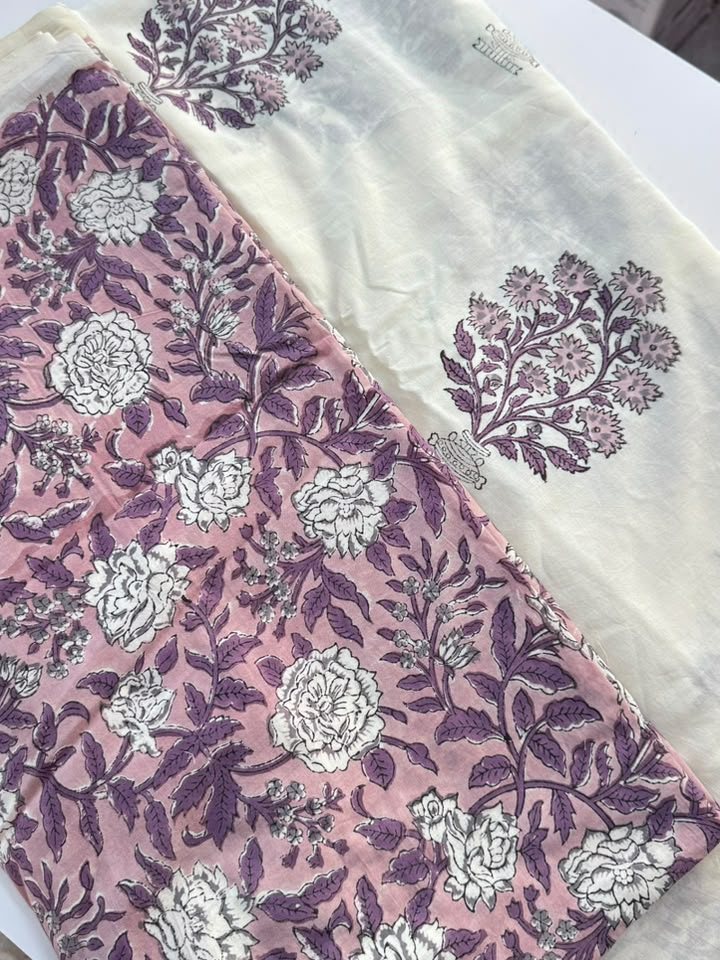Kasni · Mauve Floral & Ivory Buta Suit Set