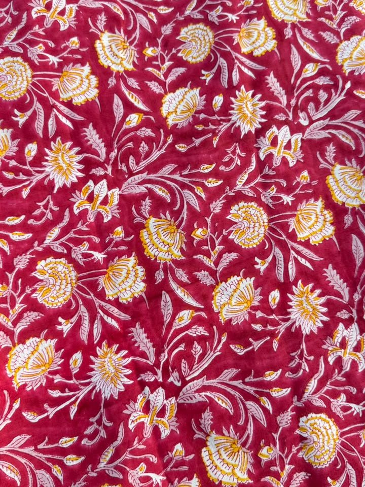 Dulhan · Red & Gold Floral Cotton