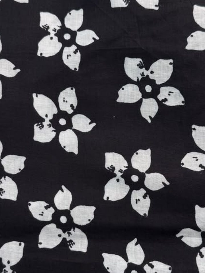 Kajal · Black Floral Print Cotton