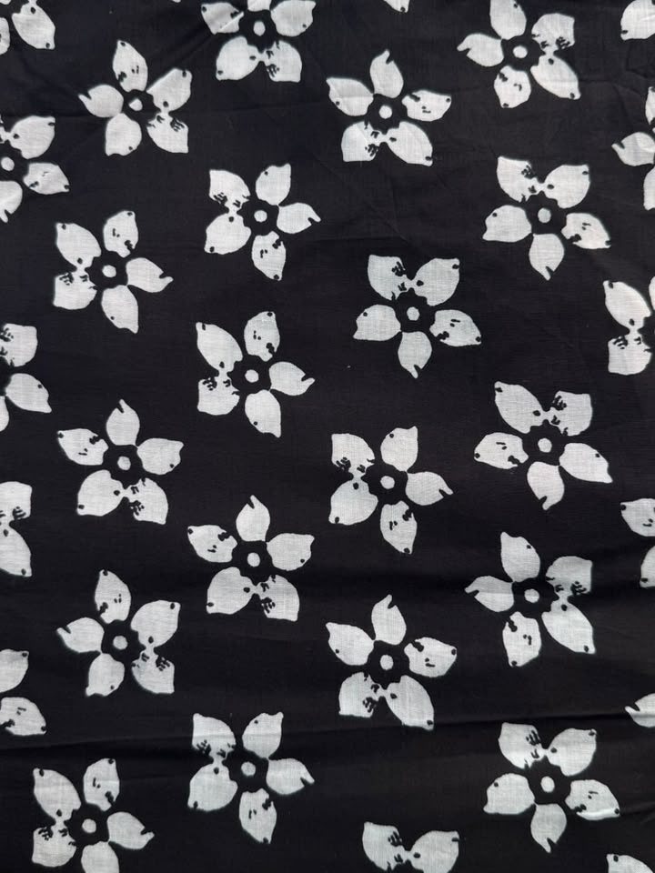 Kajal · Black Floral Print Cotton